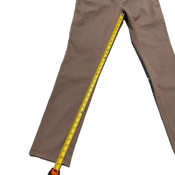 Woman Lands End Mid-Rise Slim Straight Leg Colored Denim Jeans in French Walnut - Picture 6 of 14